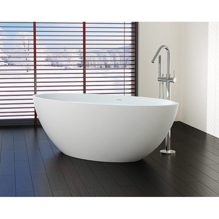 Badeloft 66" x 32" Freestanding Soaking Stone Resin Bathtub Wayfair.ca